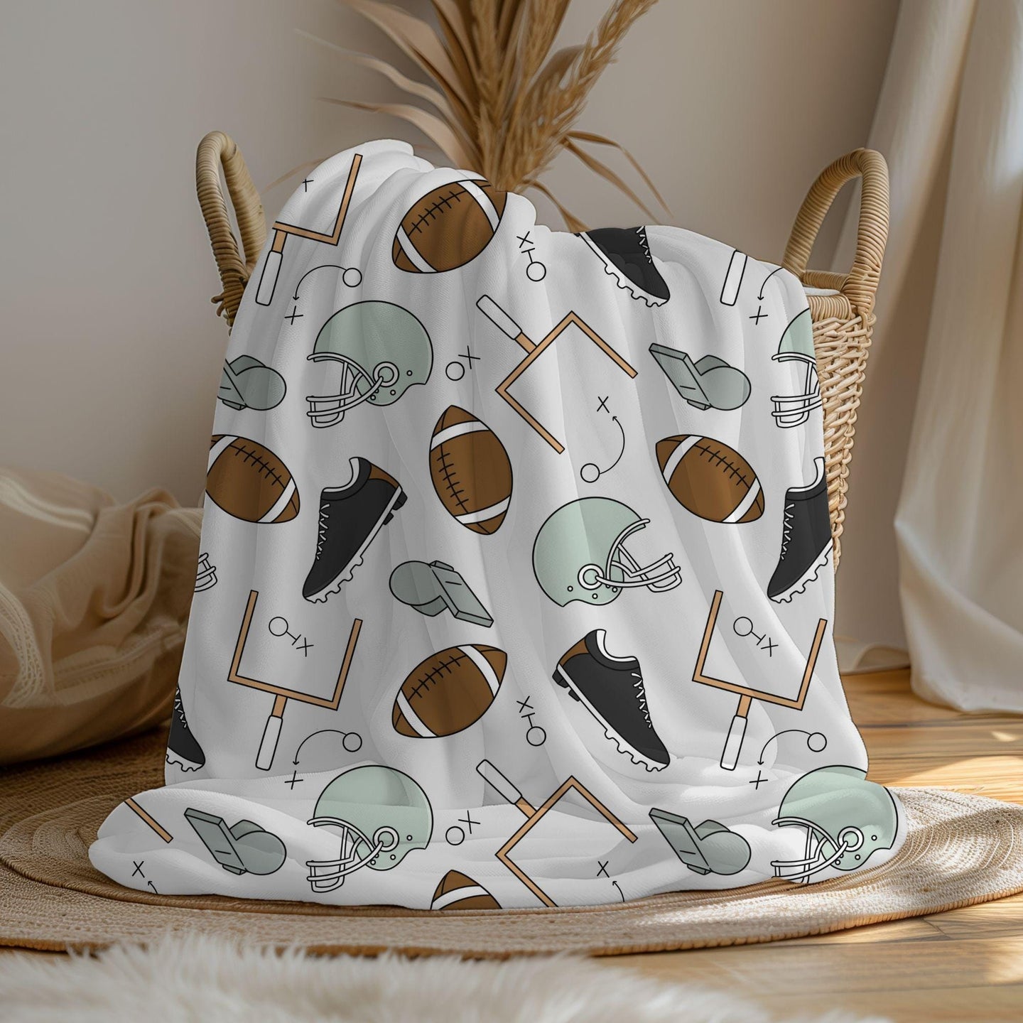 Personalized blanket for boys, Football blanket, football lover throw, birthday gift for him, custom name baby blanket, baby shower gift